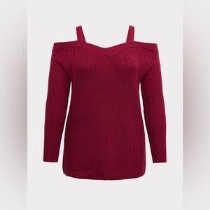 Torrid size (22/24) Burgundy Off-Shoulder Sweater